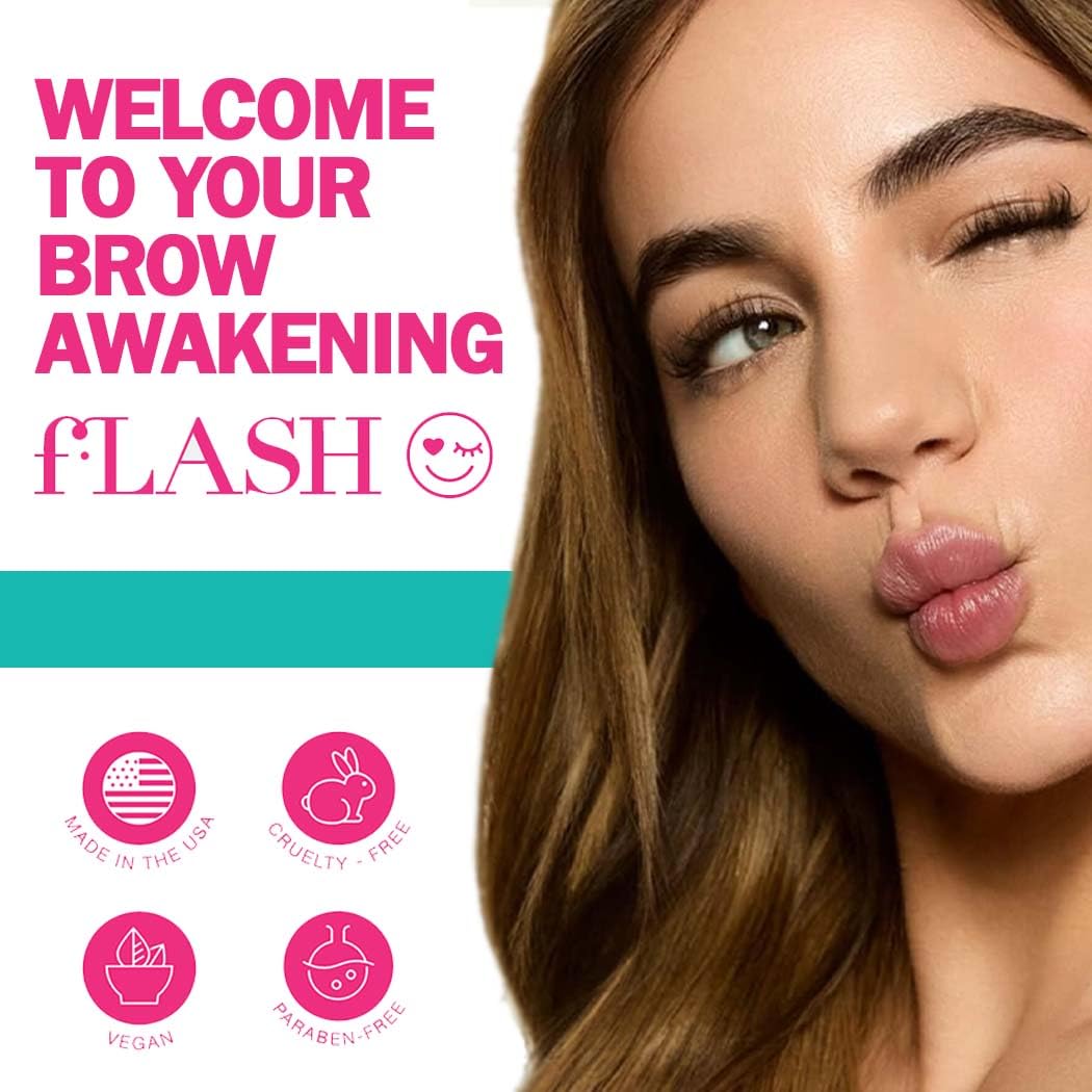 fLASH Eyebrow Serum for Bolder, Fuller, Thicker-looking Brows in 4-6 Weeks - USA Made, Conditions Brows, Safe for Sensitive Skin, Cruelty-free, Vegan, 3 Month Supply - 3mL (0.1 Fl Oz)