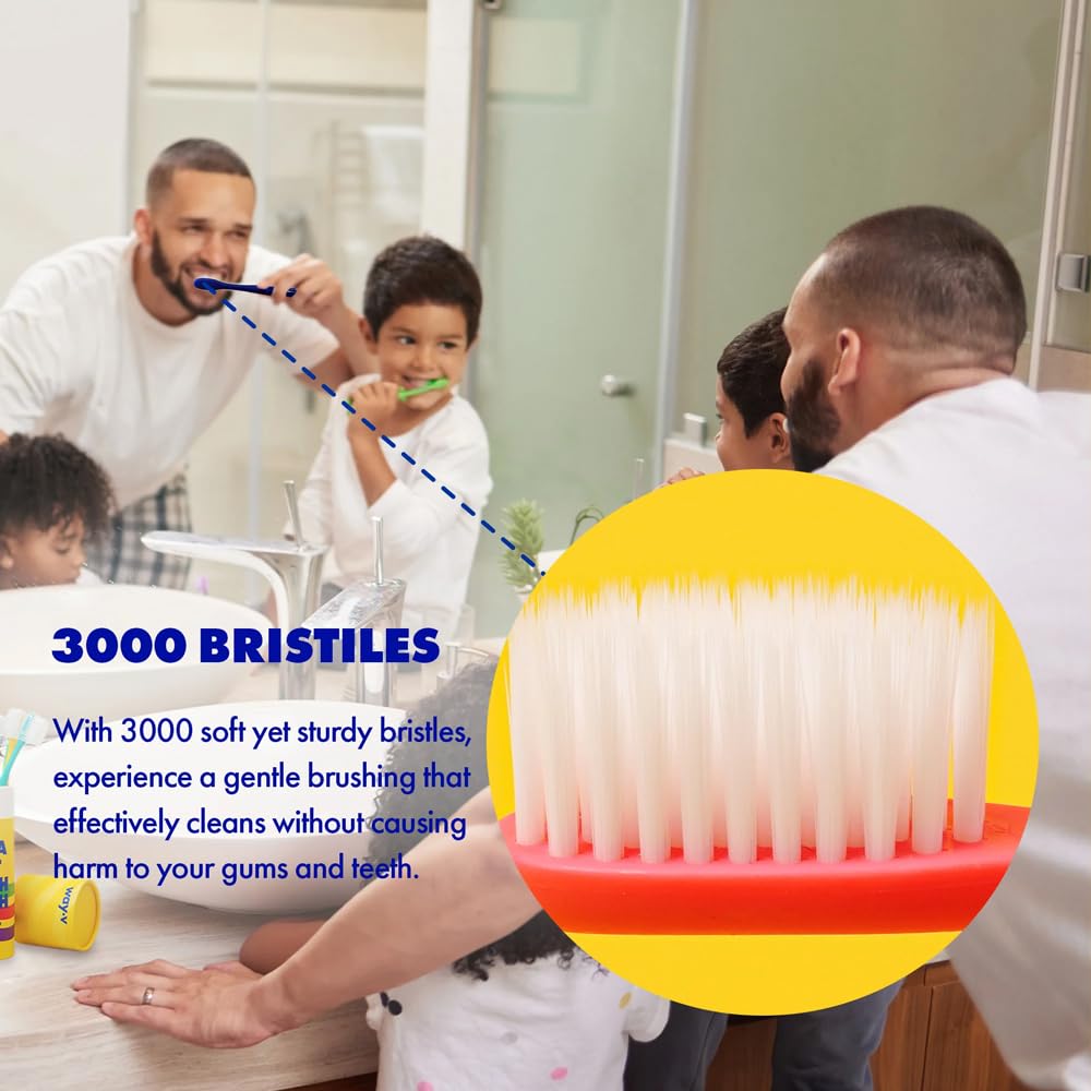 Way.V Extra Soft Toothbrush 7 Pack for Sensitive Gums and Teeth 3000 Ultra Gentle Bristles Brushes with Hygienic Head Covers Friendly Dentist Recommended BPA Free - Family Refill Pink 14 Pack