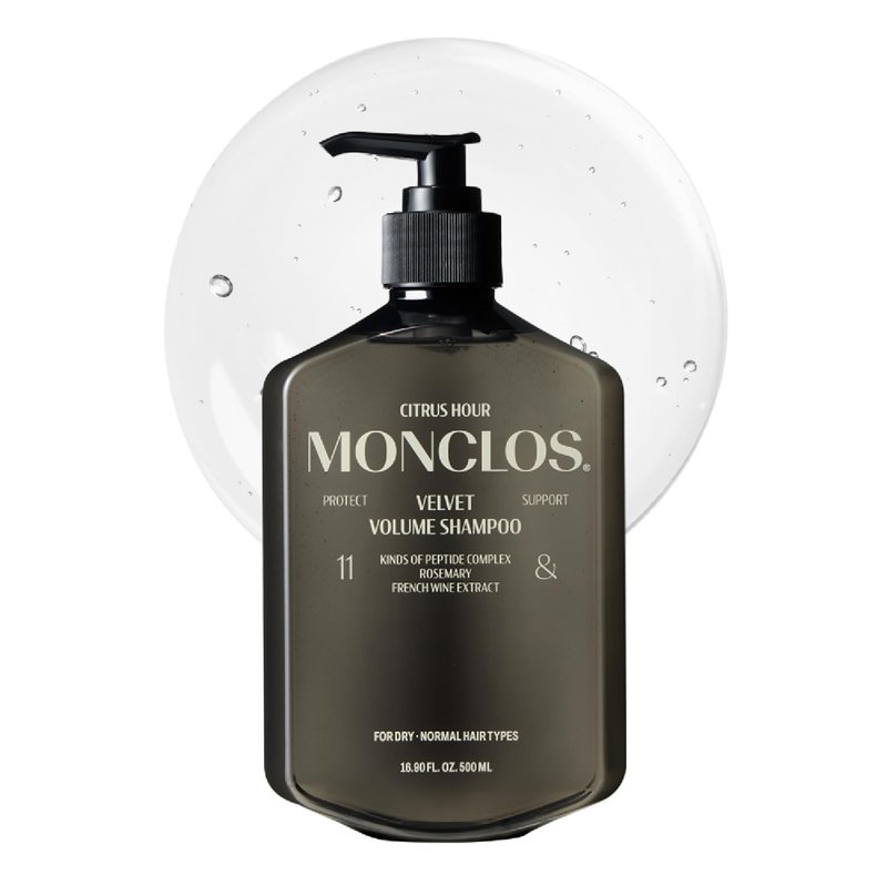 MONCLOS MONCLOS Velvet Shampoo (16.9 fl oz) - Volume Shampoo for Fine and Thinning Hair. Sulfate-Free, Peptide-Infused Formula for Soft, Shiny Hair, and Root Volumizing