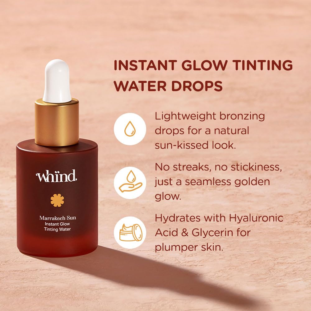 WHIND Marrakech Sun Instant Glow Tanner Drops - Lightweight Self-Tanner for Radiant Skin | 1oz / 30ml