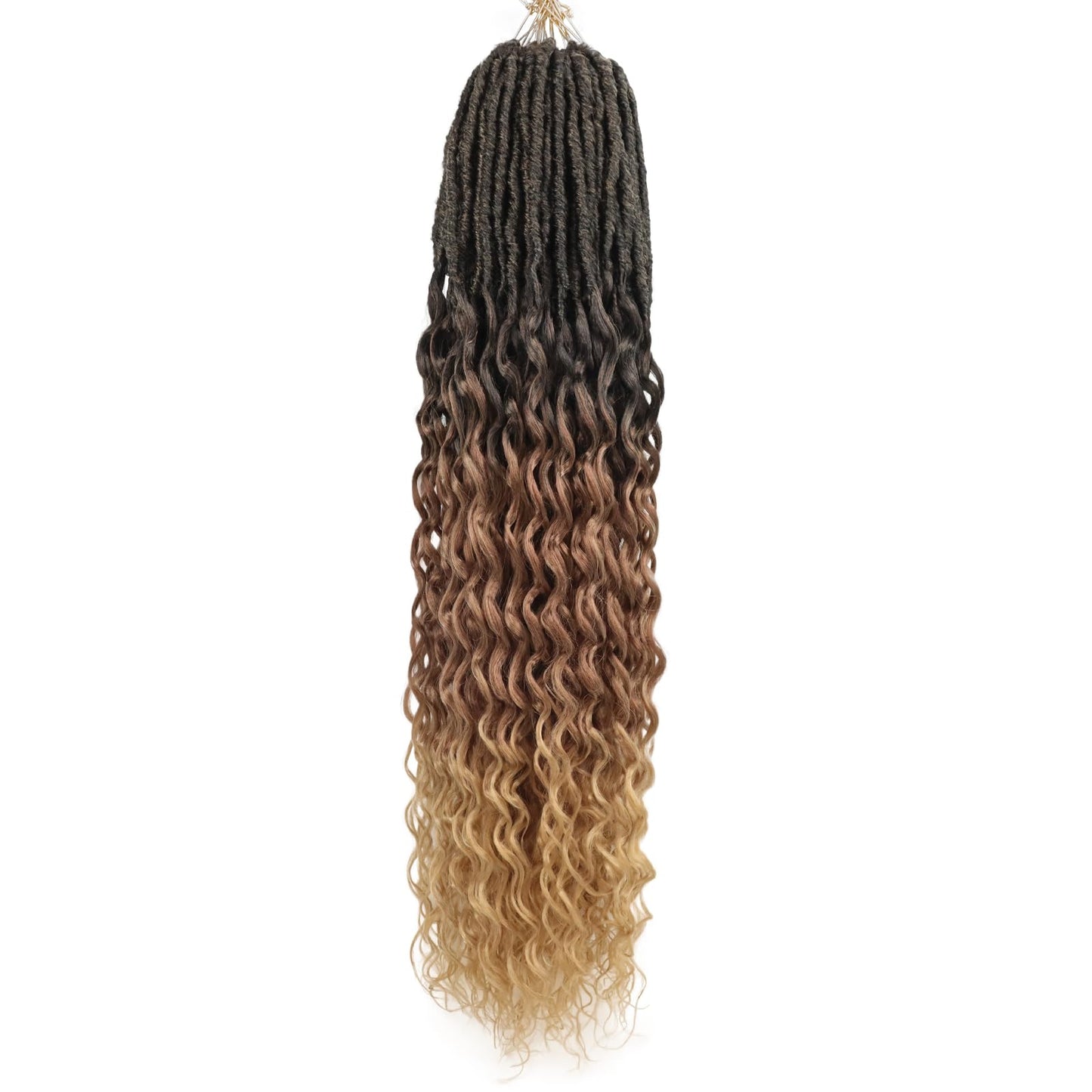 Deep Faux Locs Crochet Hair 30 Inch 8 Packs Goddess Locs Crochet Hair 1B3027 Soft Loc Faux Loc Crochet Braids with Curly Ends Prelooped Deep Wave Croceht Braids for Black Women(Black to Blonde)