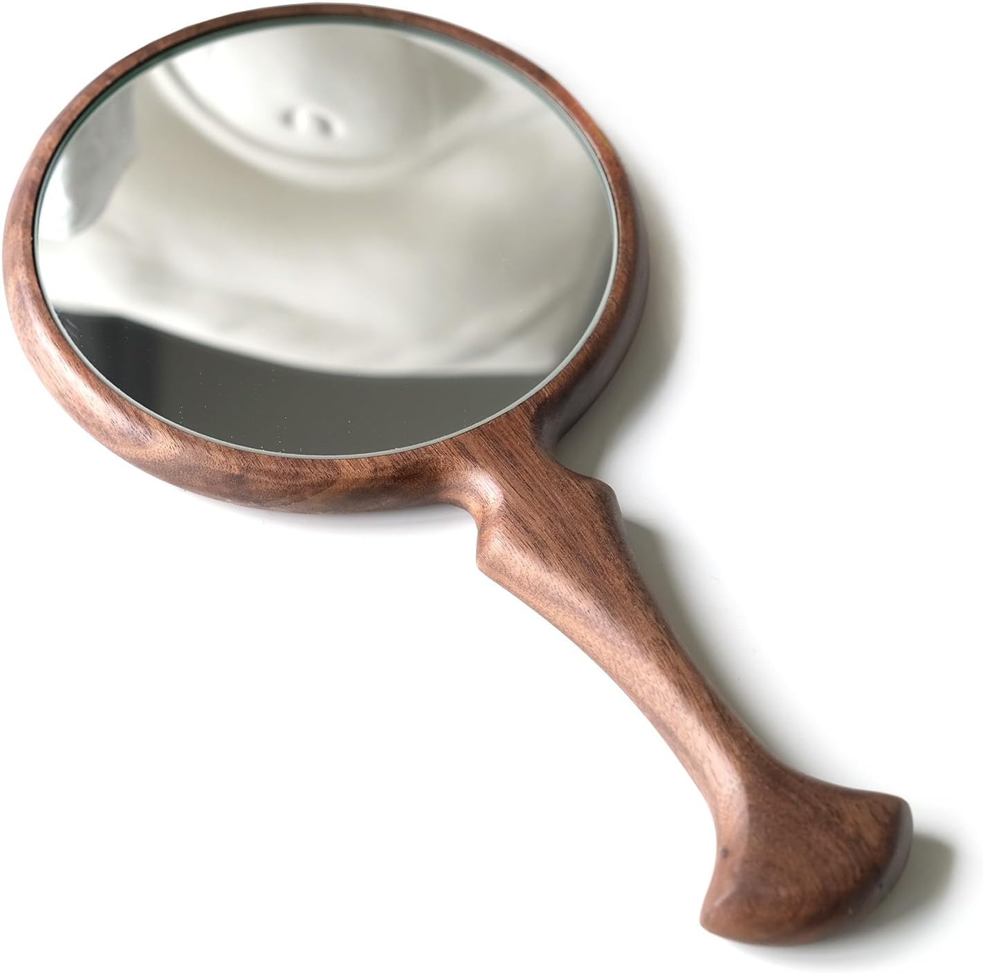 Vintage Hand Mirror - 11” L x 5.5” W | Walnut Wood, Multi-Purpose Design for Home & Travel