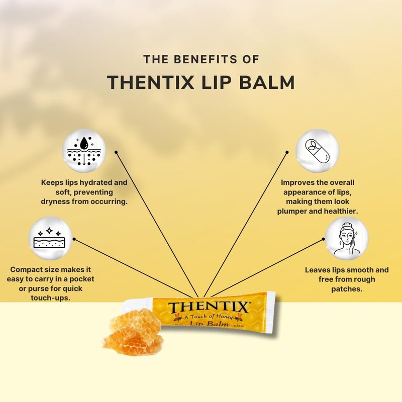Thentix Lip Balm, 10ml (.35oz) - Hydrating & Soothing, Made with Beeswax