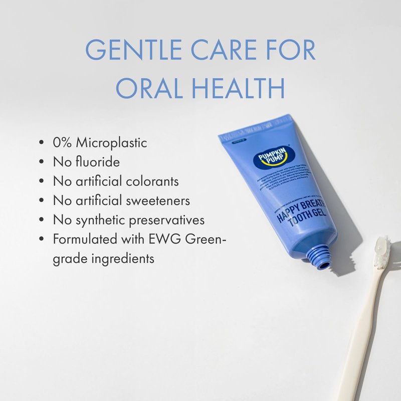 PUMPKINPUMP Happy Breath Tooth Gel, 2.11 oz x 4 ea, 6% Dental Type Silica, Tender Care for Tiny Teeth, Fluoride-Free