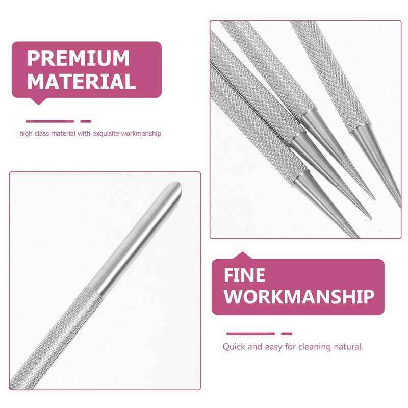 Beavorty 4pcs Stainless Steel Cuticle Pusher Nail Dotting Pen Metal Dead Skin Remover for Professional Manicure Pedicure Nail Art Care Tools