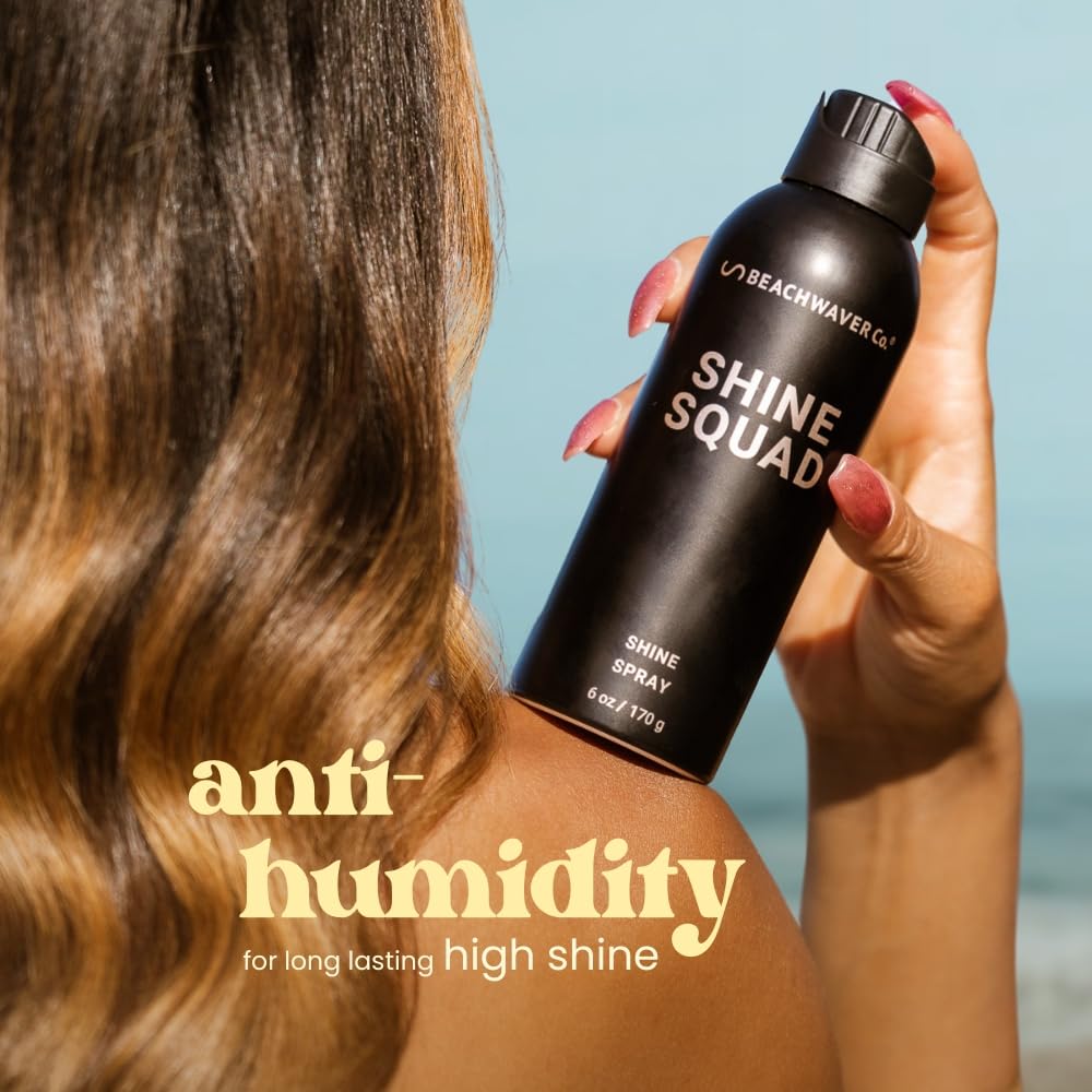 Beachwaver The Co. Shine Squad Shine Spray - Full Size (6 Oz) | Lightweight, Glossy Finishing Spray for Hair w/HiX Vegan Bond Multipliers | Post-Styling Mist - Smooth Finish & No Frizz