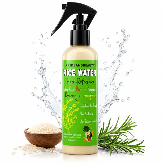 PrideandBeauty Fermented Rice Water Hair Refresher – Infused with Rosemary, Biotin, Caffeine & Keratin – Strengthens, Reduces Breakage, Hydrates & Softens – Non-Greasy Leave-In for All Hair Types