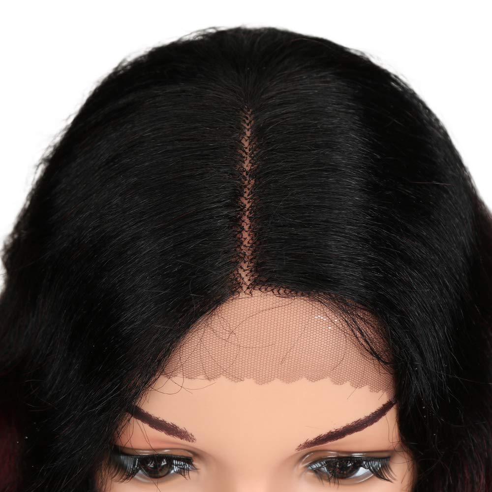 Joedir Lace Front Wigs 24" Long Wavy Synthetic Wigs For Black Women 130% Density Heat Resistant Synthetic Hair Wig(NATURAL BLACK)