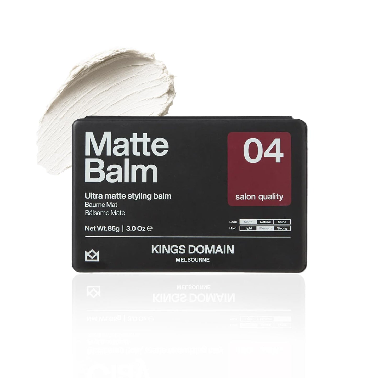 Kings Domain Melbourne Matte Balm | Ultra Matte Hair Paste for Men | Medium Hold Styling Balm | Smooth Frizz-Free Control | 3oz Salon Quality