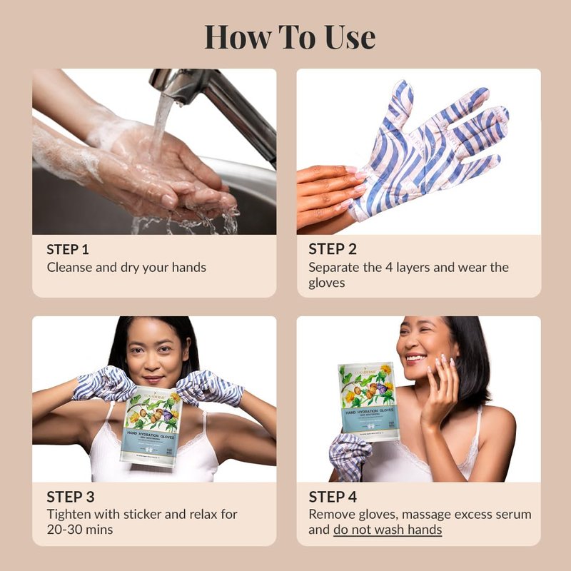LuxaDerme Hand Hydration Gloves | Deep Moisturising Gloves | Long Lasting Hydration | Evens Out Skin Tone | Nourishes Nails & Cuticles (Pack of 5)