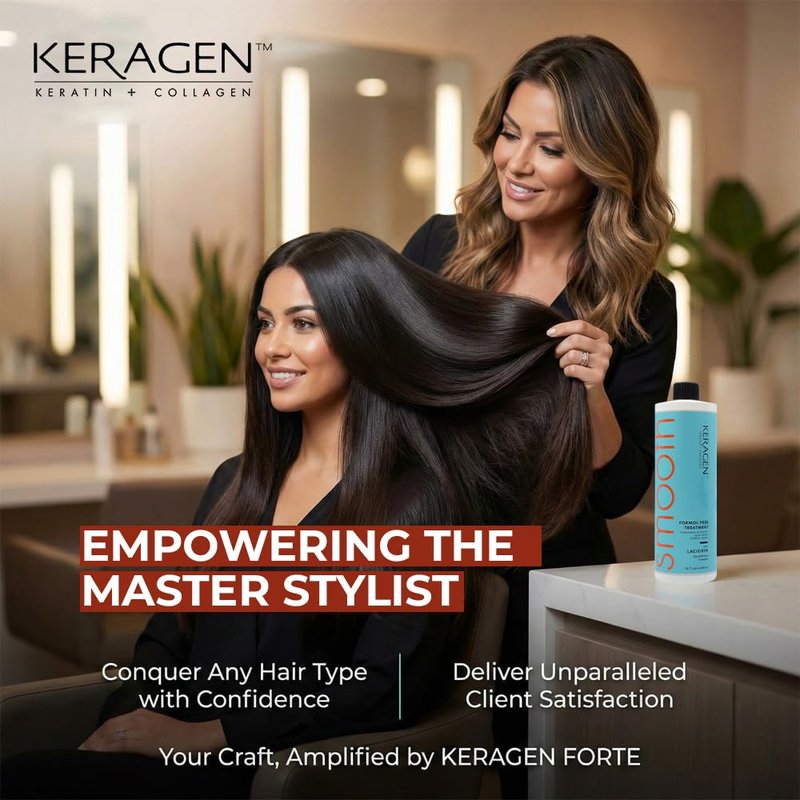 Keragen Brazilian Keratin Smoothing Treatment | Formaldehyde-Free Blowout for Frizzy, Dry, or Damaged Hair | Smooth, Silky Results | Fine to Medium Hair | 16 Oz