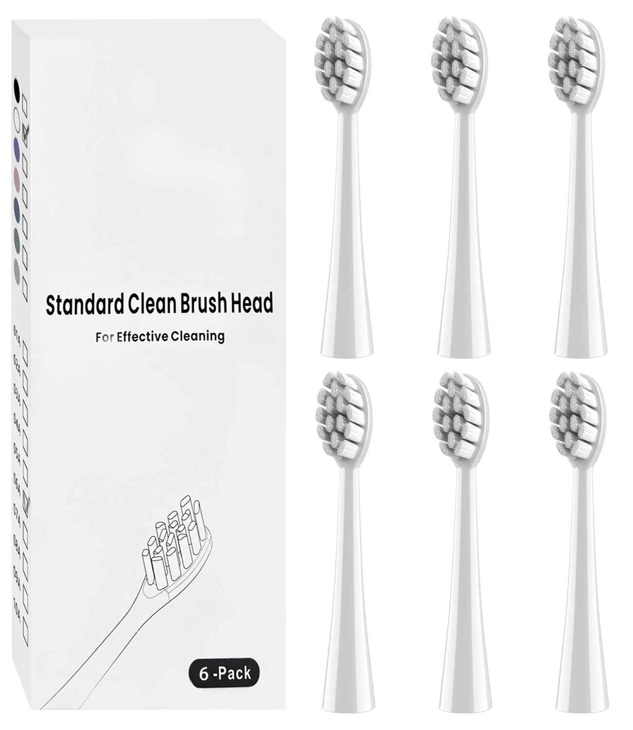 6 Pack Gum Care Replacement Brush Heads Compatible with Oclean Electric Toothbrush Heads for Oclean Spark, Flow, X Pro, X Pro Elite, X Pro Digital, X Lite, X Ultra, Air2, F1 (White)