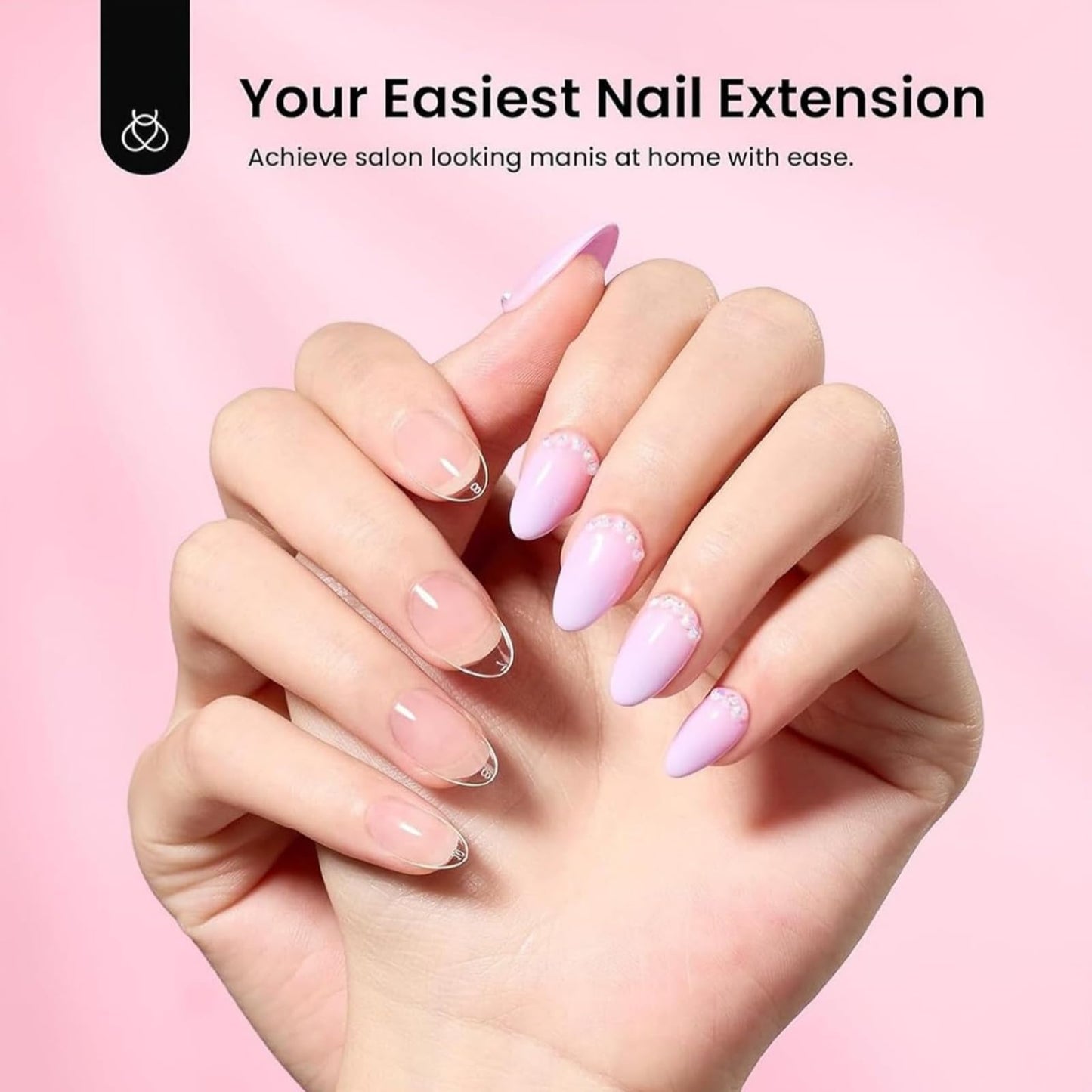 Beetles Etch-X Gel Nail Kit, Short Almond Acrylic Tips, 576 pcs, 12 Sizes