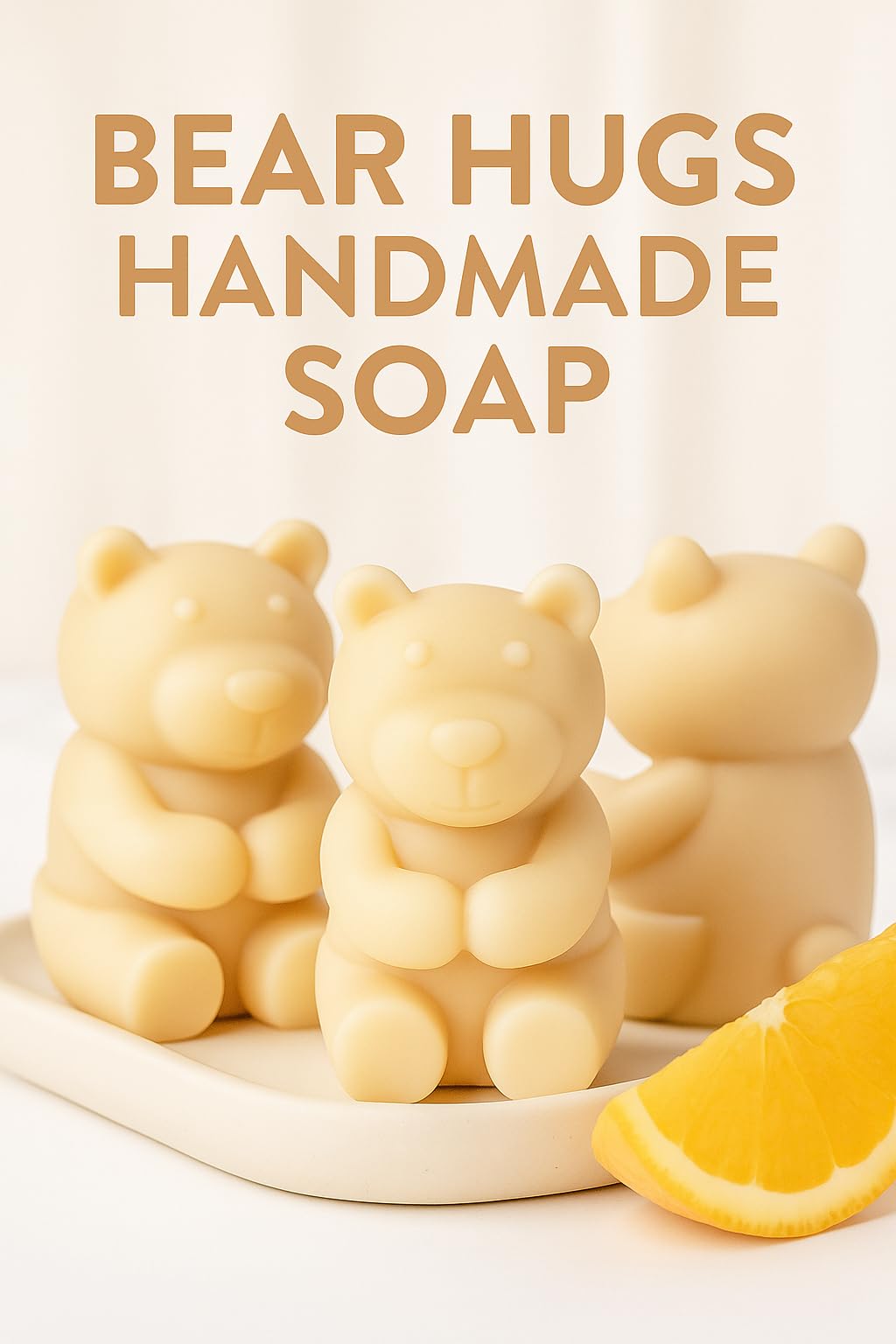 KAWASHIKI Bear Hugs Cold-Process Plant-Based with Essential Oils Handmade Soap | Gift Travel Decorative Guest Bathroom | Sweet Orange & Lavender | 100g (3.53OZ) (Sweet Orange)