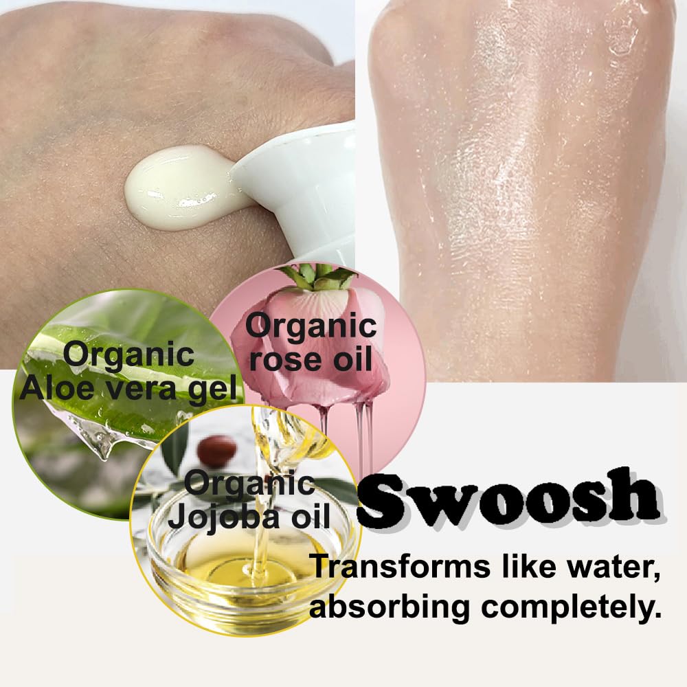 Organic Rose Emulsion - Lightweight Face Moisturizer with Aloe & Jojoba Oil | Radiant Glow Lotion for All Skin Types - 3.38 fl oz