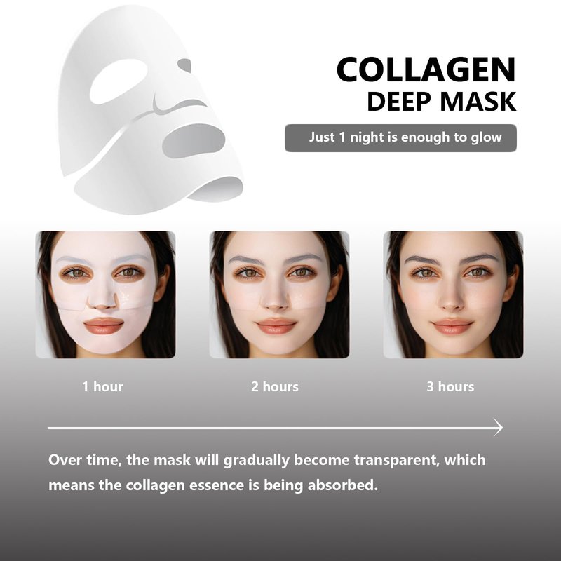 Sokgo Low Molecular Weight Collagen Overnight Hydrogel Mask, Enhances Skin Elasticity, Reduces Pores, Transforms from White to Transparent Upon Absorption Skin Care Treatment，