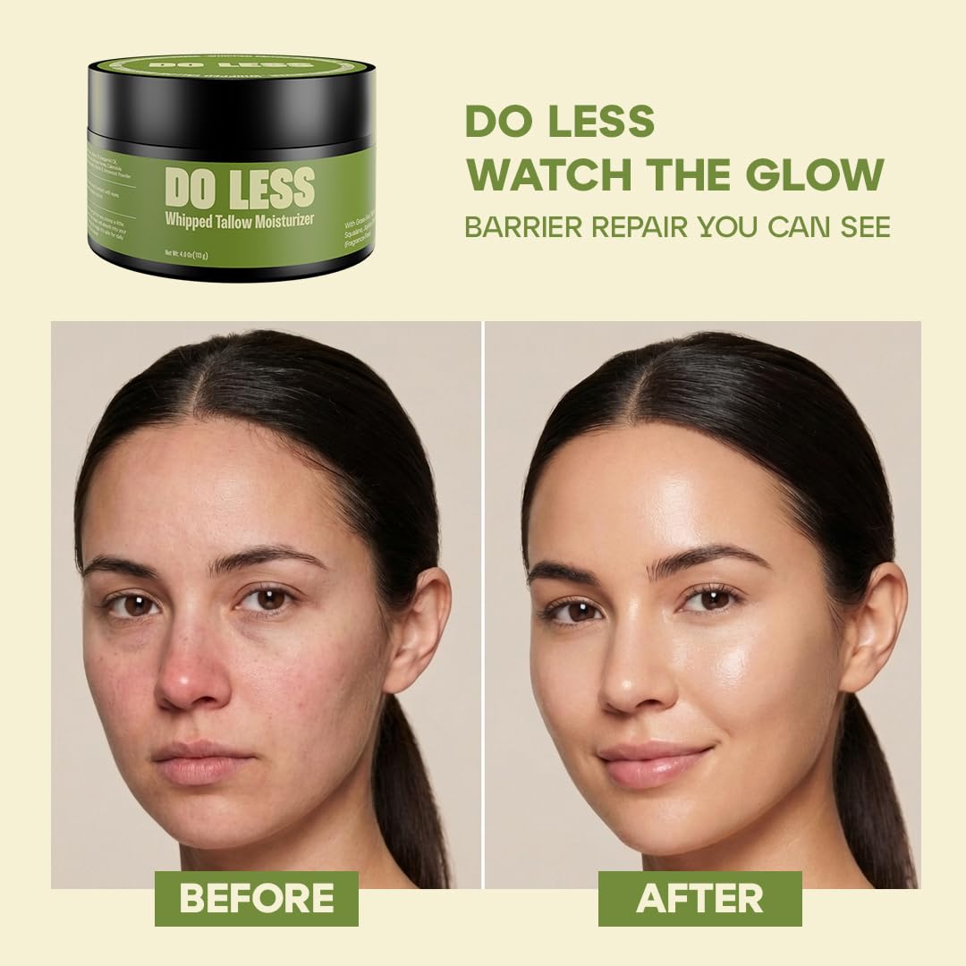 Do Less Whipped Beef Tallow Moisturizer for Skin, Face & Body, Deep Hydration for Dry Sensitive Skin with Grass-Fed Tallow, Manuka Honey & Jojoba Oil, 4oz