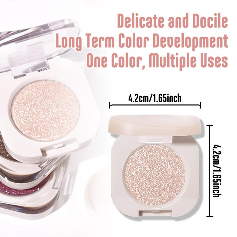 2-Pack Glitter Shimmer Eyeshadow Palette Makeup — Light Brown & Pearl White Metallic Holographic Multichrome, Ideal for for Mature Skin and All Occasions — Long-Lasting Sparkle & Smooth Blend