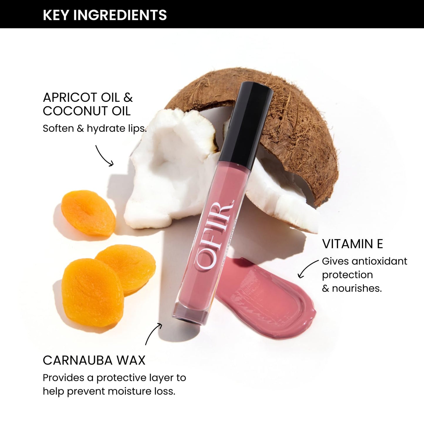 OFIR Hue Hydrator Lip Jelly - Luminous Gloss With Apricot & Coconut Oil | Mocha Glow - Warm Terracotta, 0.135 Fl oz