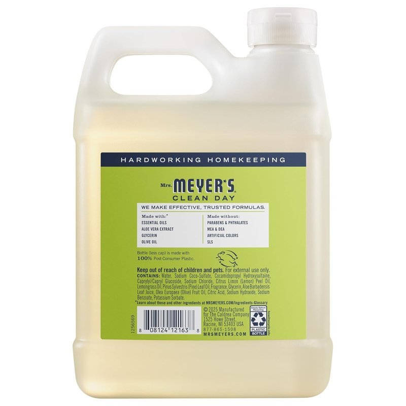 Mrs. MEYER'S CLEAN DAY Liquid Hand Soap Refill Lemon Verbena 33 Fl Oz (Pack of 4)
