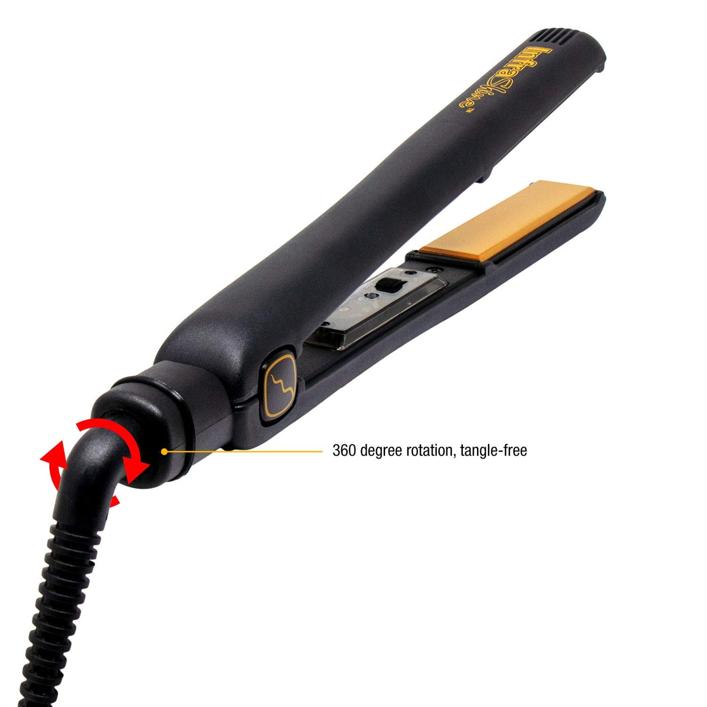 Infrashine Original Medium Flat Iron, 1 inch, Black - Ceramic Floating Plates for Smooth, Shiny, Frizz-Free Hair - 1 Year Warranty, Made in Korea