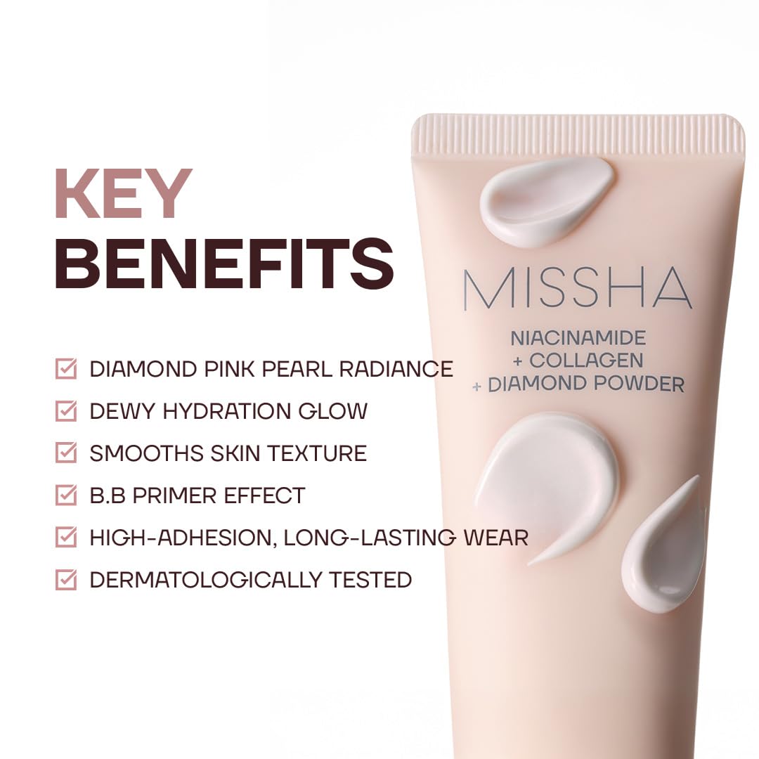 MISSHA M BB Boomer Primer for Face I Creamy-Soft, Illuminating Makeup Primer for Dewy Finish, Hydrating Radiant Cream, Moisturizing Makeup Base, Glass Skin, 1.35 Fl oz/40ml
