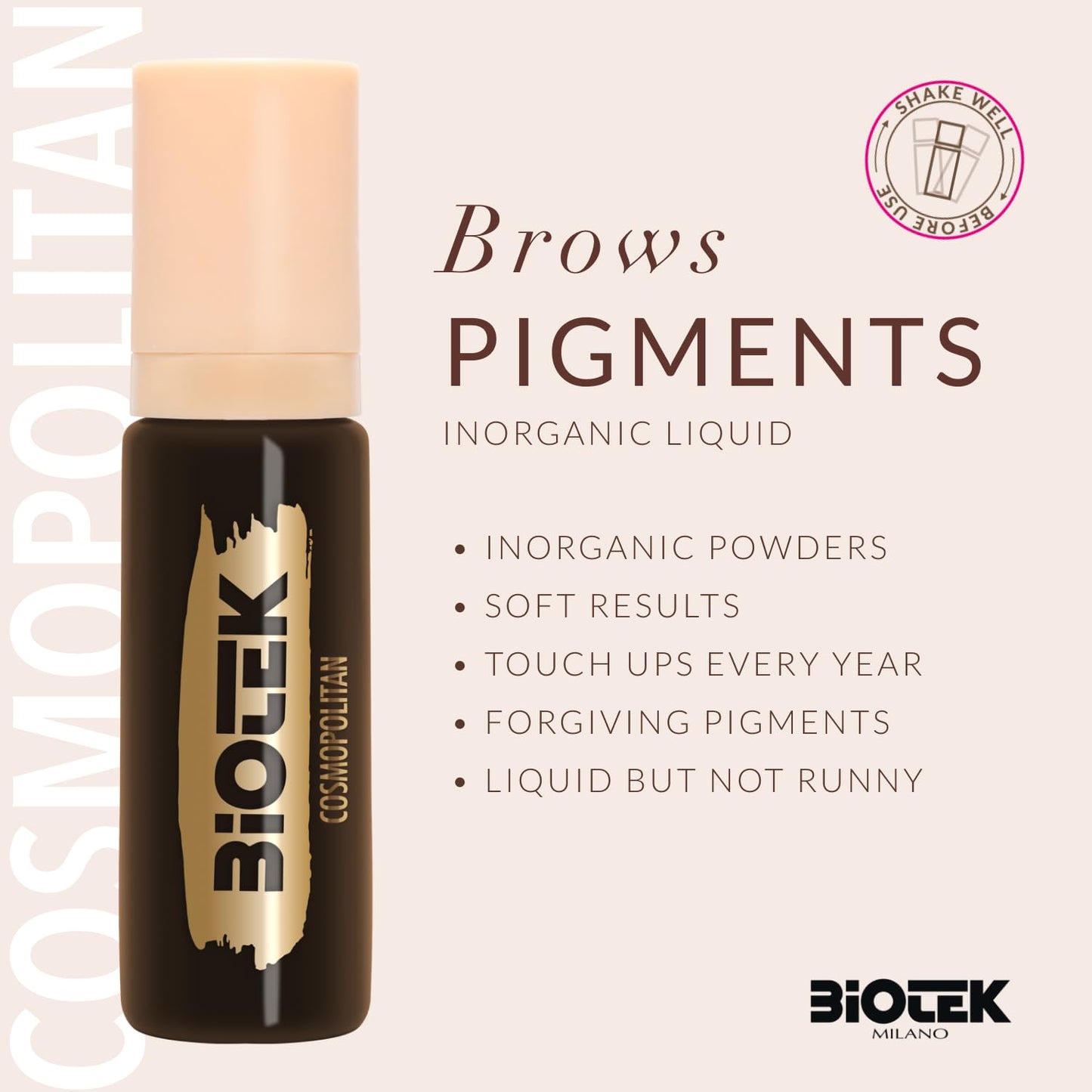 Brows Pigment for Professional Permanent Make Up - Inorganic Liquid - Extra Dark Brown Color- Made in Italy Cosmopolitan, 0.50 Fl Oz (Pack of 1))