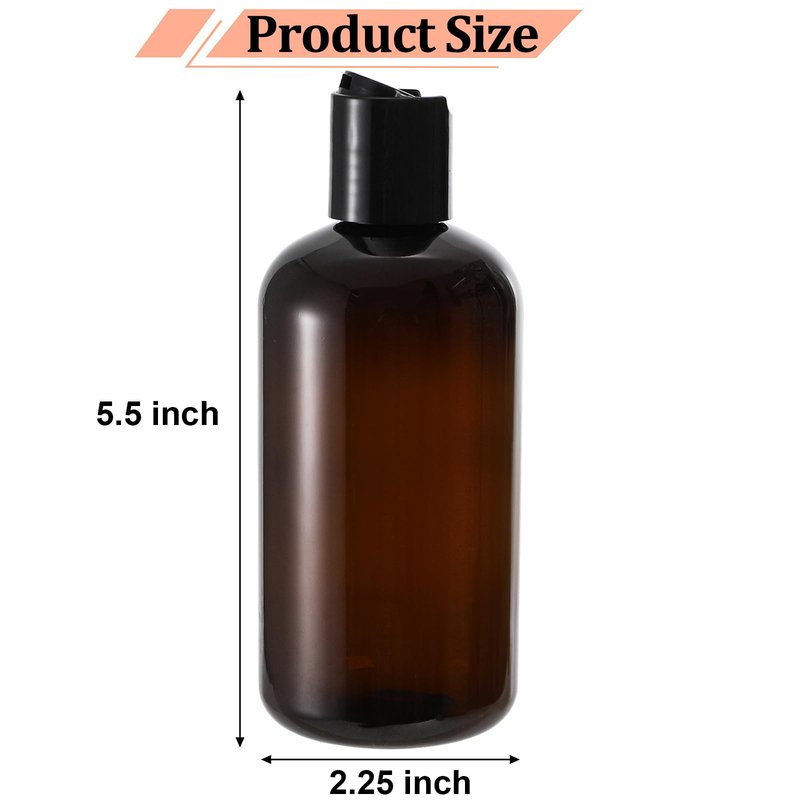 Bekith 16 Pack 8oz Plastic Squeeze Bottles with Disc Cap, Travel Containers For Shampoo, Lotions, Liquid Body Soap, Creams