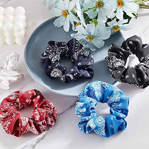 16 Pieces Bandana Scrunchies Cotton Hair Scrunchies Elastic Soft Silk Colorful Bandana Hair Ties Accessories for Women Girls