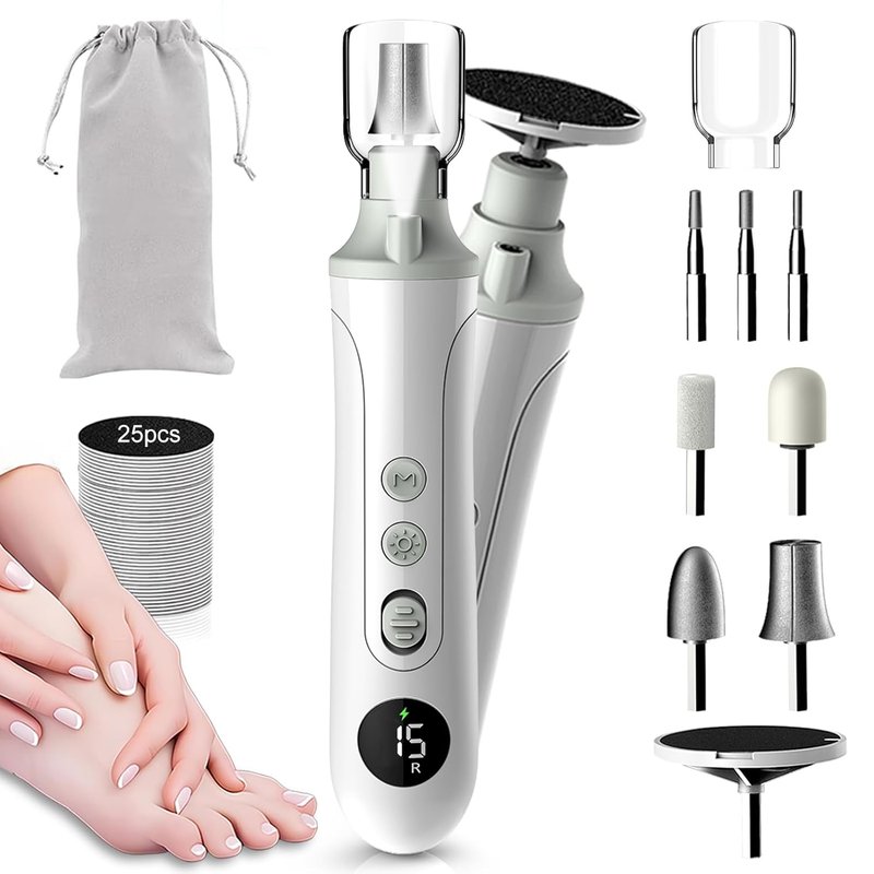 Professional Cordless Electric Nail Drill - 2-in-1 File & Callus Remover | 15 Speed, LED Display for Home Salon & Foot Care
