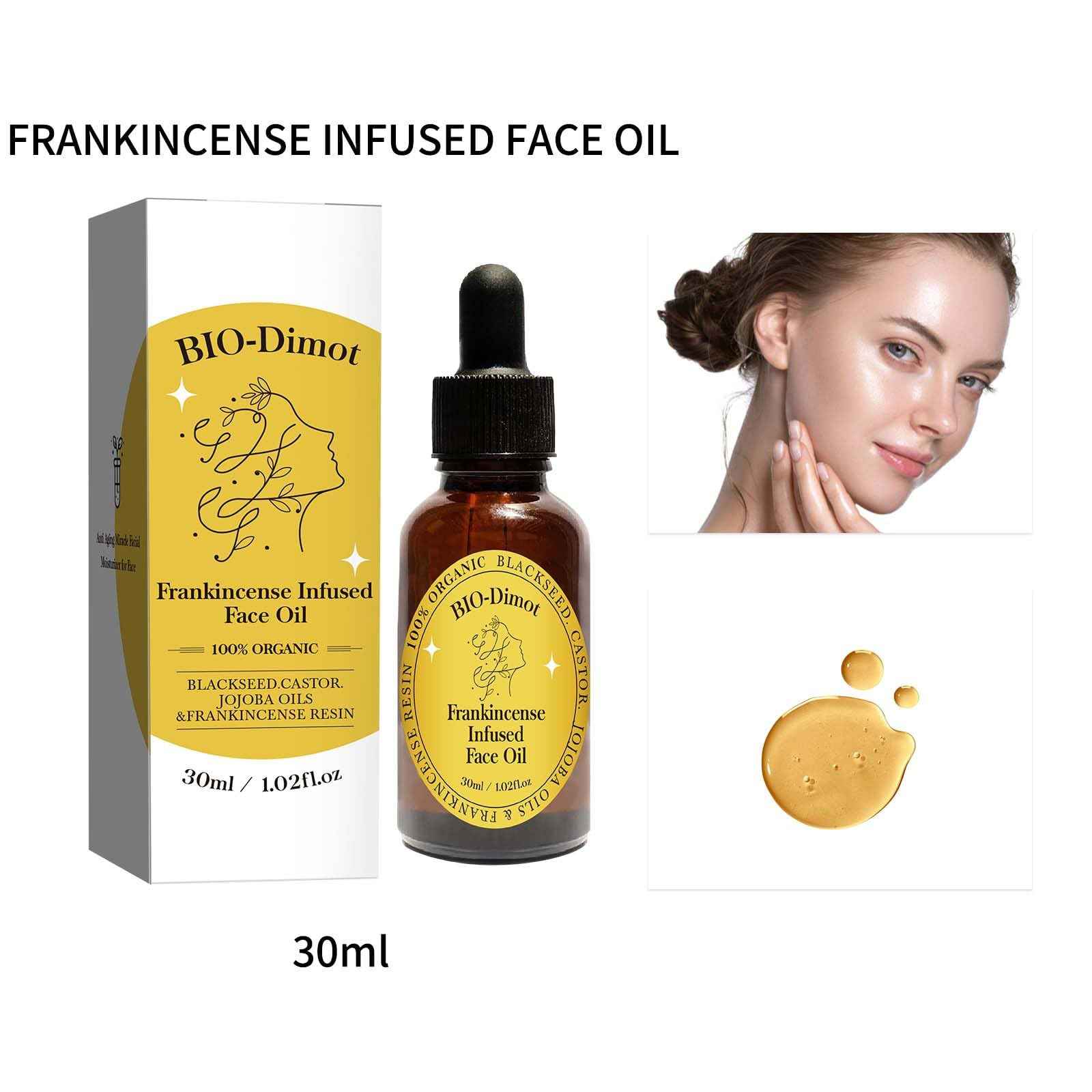 GHTPJ Frankincense Resin Oil, Natural Castor and Jojoba Oils Cold Pressed Serum Face Hydrates Anti-Aging Organic Frankincense Oil. -2Pcs