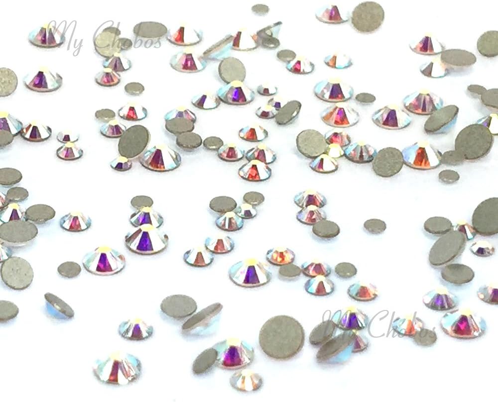 Crystal AB Rhinestones - Mixed Sizes Swarovski 2058 Flatbacks for Nail Art | 144 Pcs No-Hotfix
