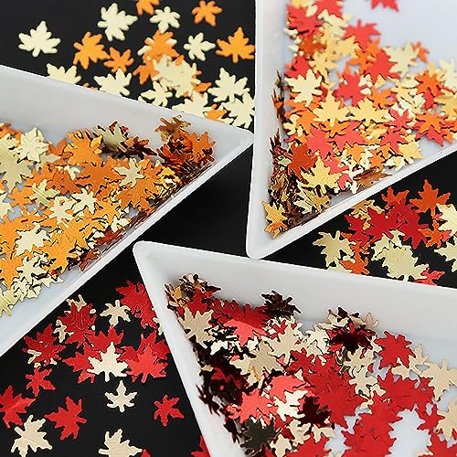 12 Colors Fall Nail Art Stickers Maple Leaf Nail Glitter Sequins 3D Nail Art Accessories Autumn Leaf Shape Flakes Holographic Gold Red Yelloween Maple Leaves Paillettes Designs Acrylic Nails Supplies