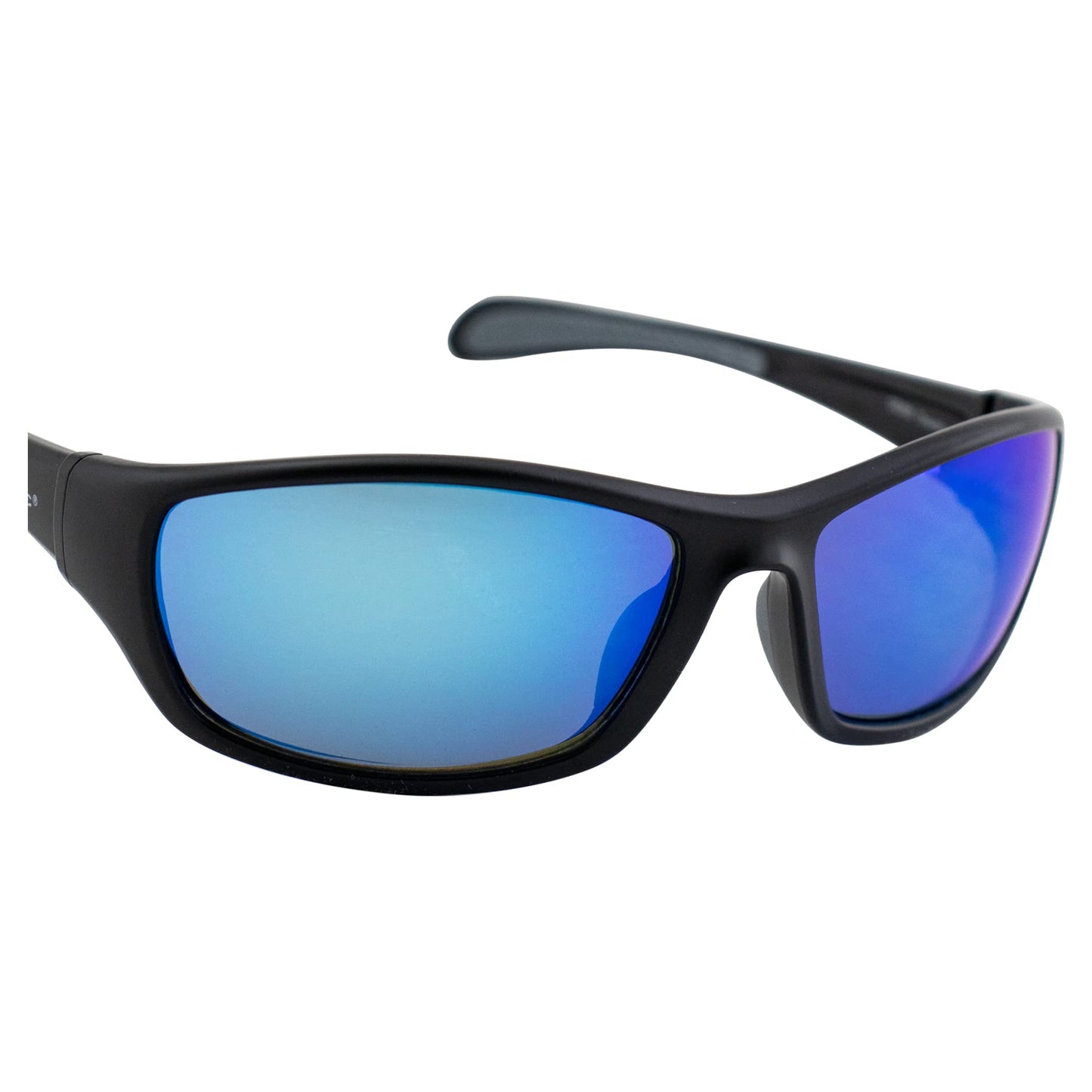 Optic Edge Overdrive Sports & Motorcycle Sunglasses for Men or Women w/Black Frame & Ice Blue Mirror Lens
