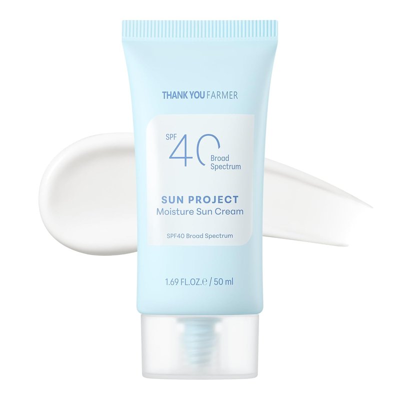 Sun Project Moisture Sun Cream SPF 40 - Korean Sunscreen with Panthenol | Fragrance-Free, Broad Spectrum, 1.69 fl oz