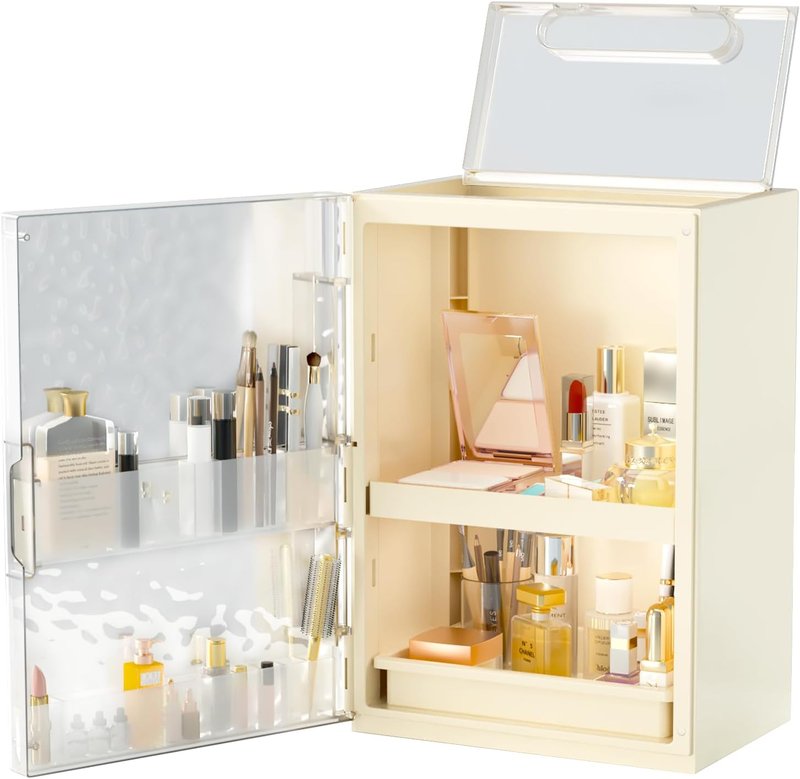 Makeup Organizer with Drawers - Large Transparent Skincare Display Case for Vanity & Bathroom Storage
