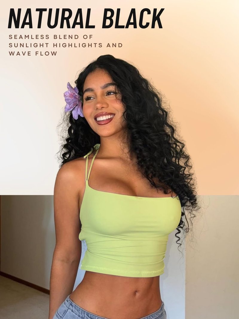 YKHJH 26 Inch Curly Wigs for Black Women,Synthetic Lace Front Wig Black Curly Wigs, Womens Wigs Protein Fiber Like Human Hair, Glueless Curly Hair Wig(Black)