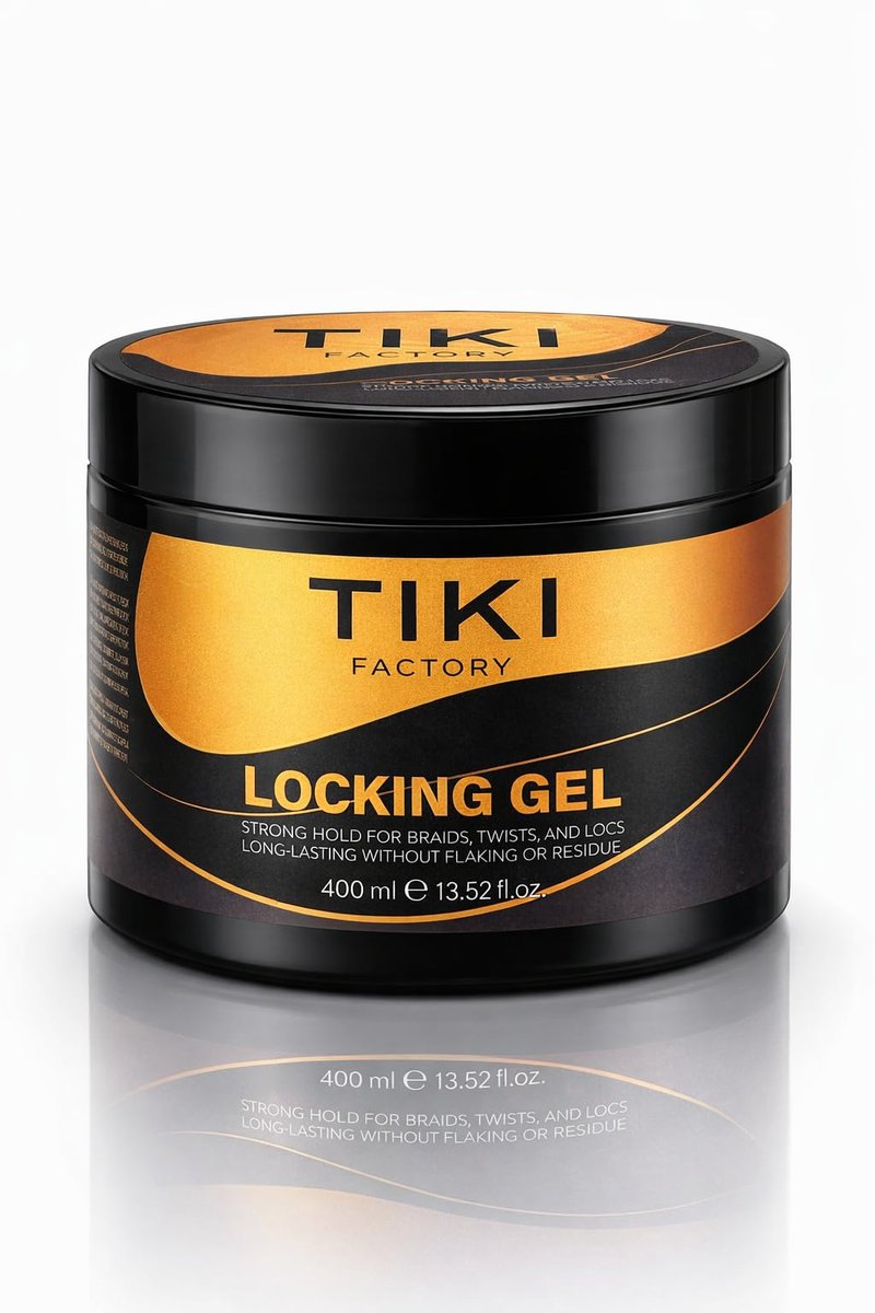 Tiki Factory HAIR LOCKING GEL Twist Supreme Hold Retwist Gel – Professional Extreme Hold for Locs, Microlocs & Twists, Smooth Edge Control, Anti-Flake Hair Styling Gel for Women & Men 13.5 OZ