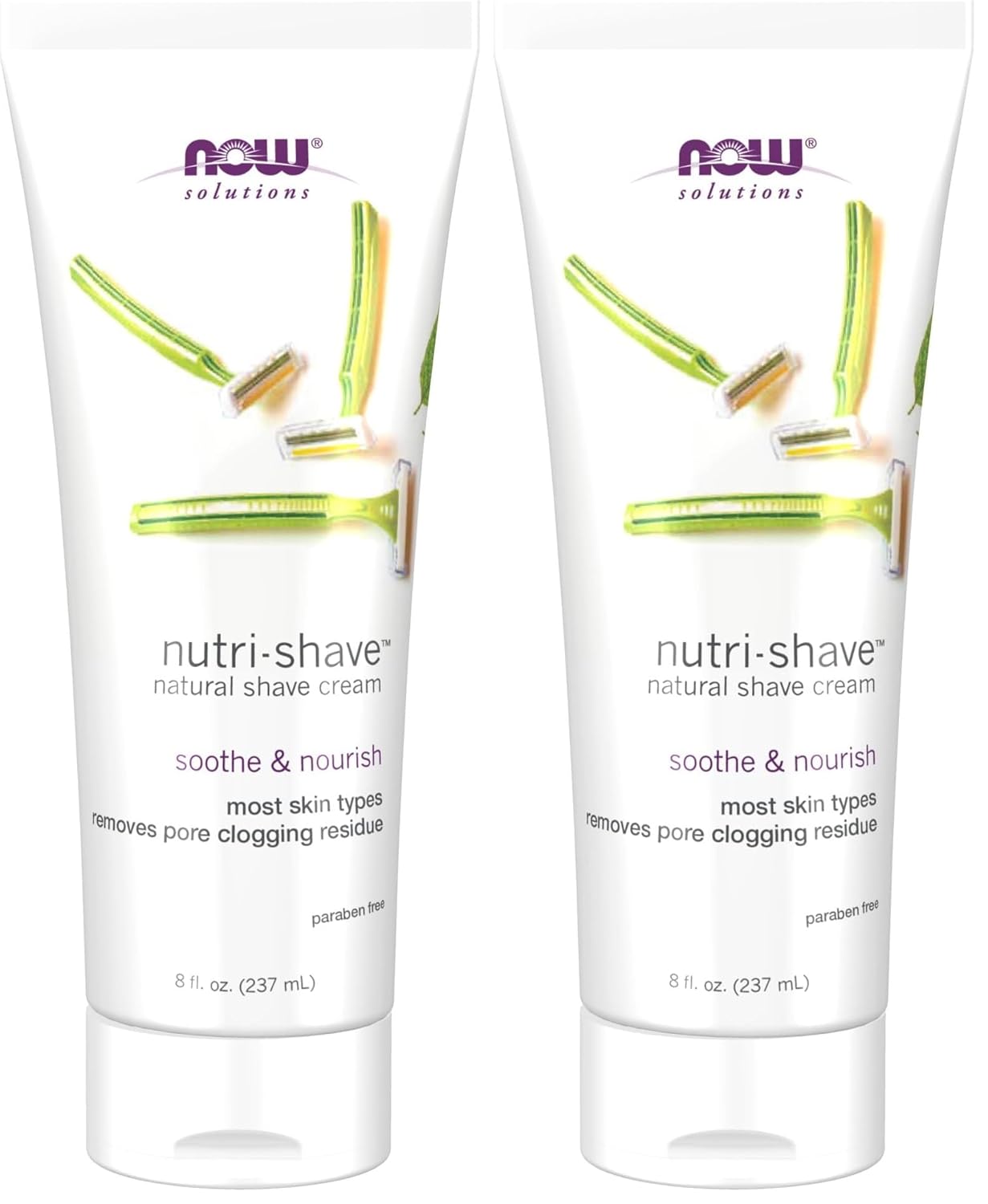 NOW Foods Solutions, Nutri-Shave, Shave Cream, Removes Pore Clogging Residue, Reduces Irritation, 8-Ounce