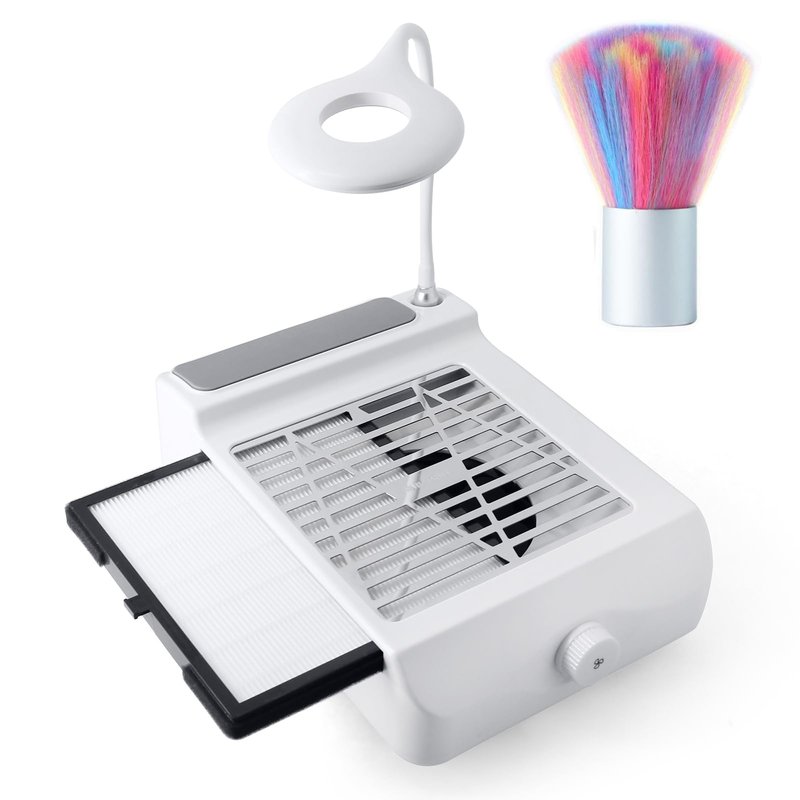 AONOLOVO Nail Dust Collector, Adjustable Suction Powerful Compact Nail Fan Dust Collector Manicure Vacuum Cleaner Extractor Fan Women Home Use Acrylic Dip Powder, Low Noise, Pink