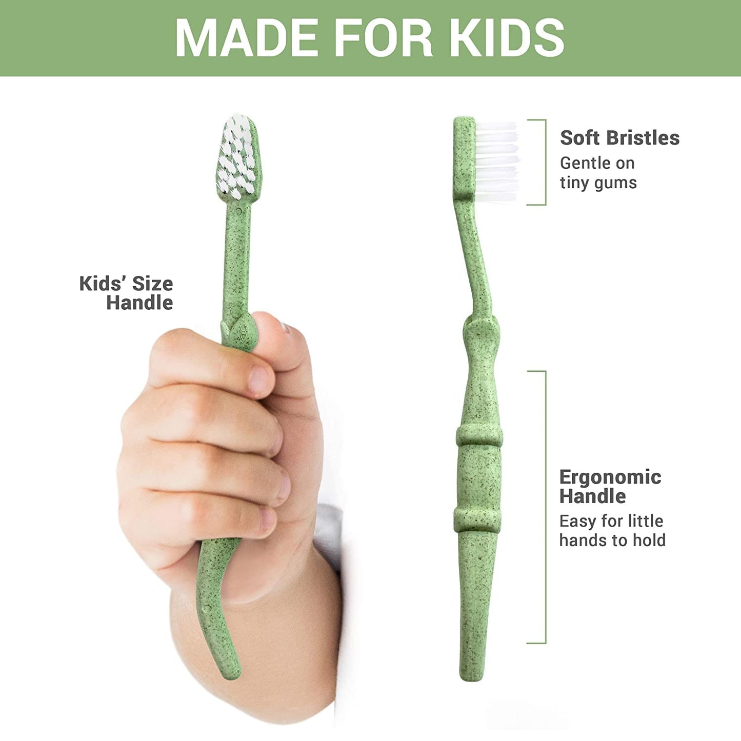 ANPEI ROARex Vegan Kids Toothbrush | Dino Design | Biodegradable & Compostable Natural Plant-Based Toothbrush | Dinosaur Theme | 1% for the Planet