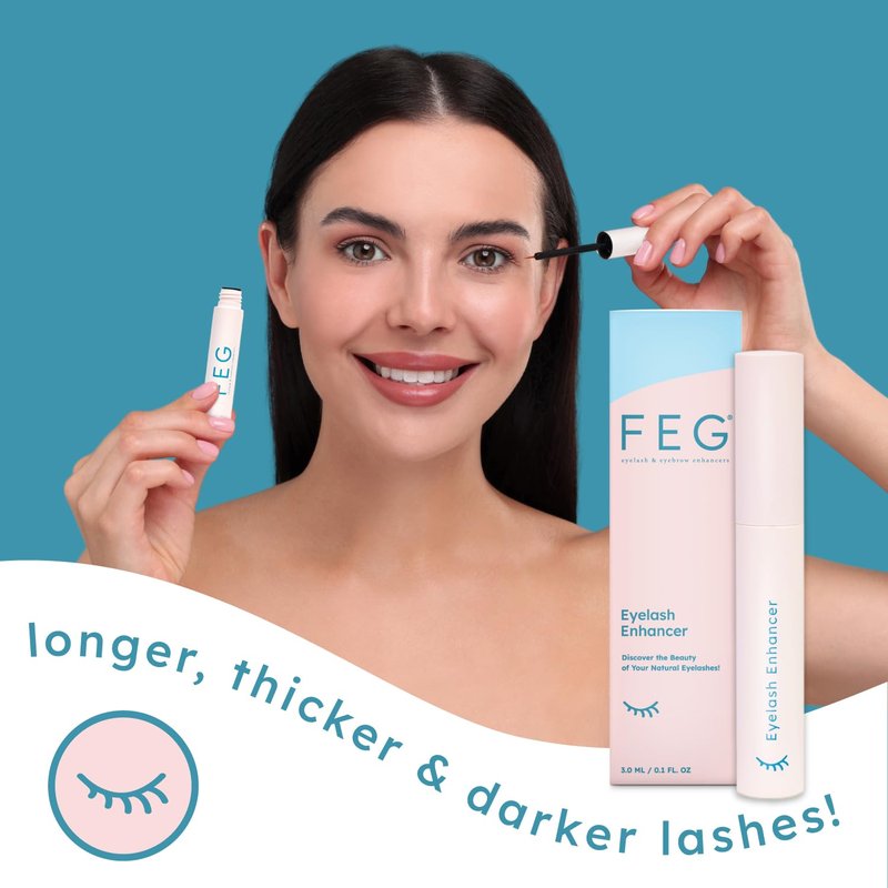 FEG Eyelash Enhancer - Rapid Growth Serum for Naturally Thick, Full Eyelashes | 3-Pack of 3ml Tubes