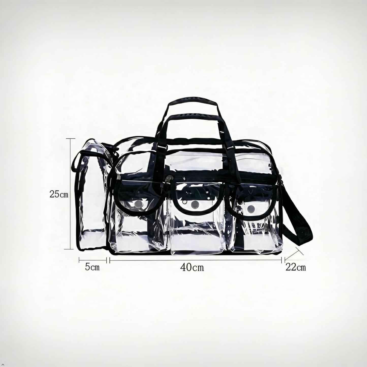 Jula Vance Large Clear Makeup Bag - Professional Transparent Vinyl PVC Makeup Kits Organizer for MUA Carry All Artist Traveling Cosmetic with 4 External Pockets & Tissue Holder