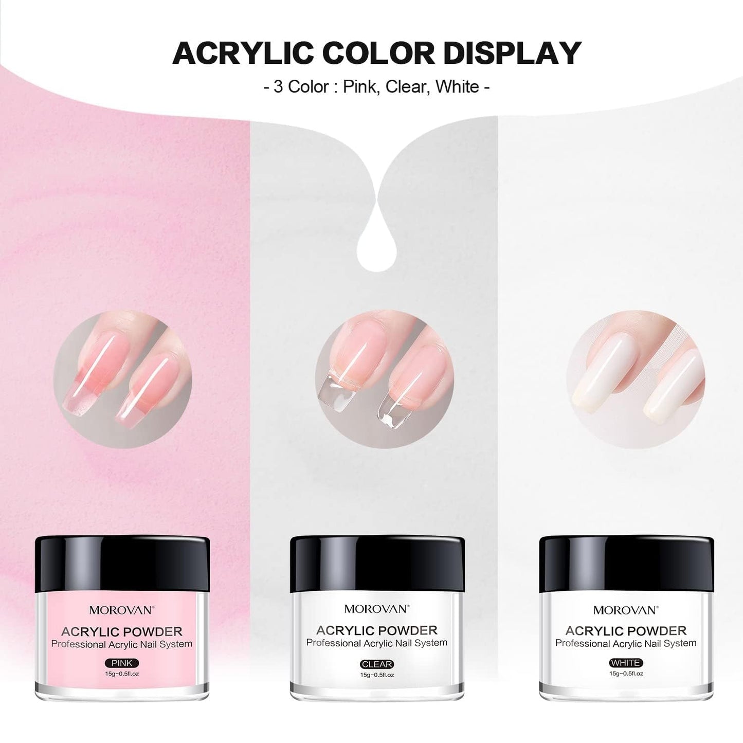 Morovan Acrylic Nail Kit for Beginners: Professional Nail Kit Set with Acrylic Powder Glitter Full Nail Starter Kit for Nail Extensions