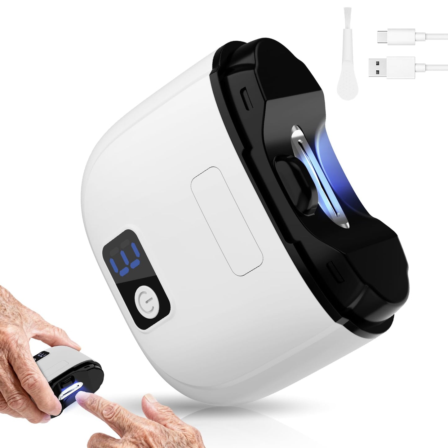 Electric Automatic Nail Clipper for Toenails Fingernailail,Smart Electric Nail Clippers,3 Speed Gears Adjustable with LED Light,Nail Clip Storage,Safety Fingernail Trimmer for Baby,Kids,Seniors