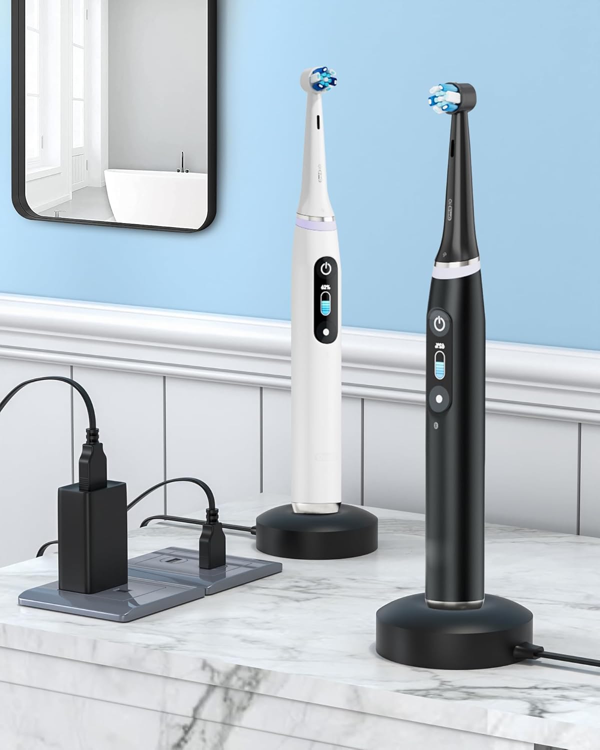 WUKUR for Oral B iO Charger Base, Compatible with Oral B iO Electric Toothbrush Series 7 8 9 10, Magnetic Travel Charging Base Model 3768, Power Cord (Black)