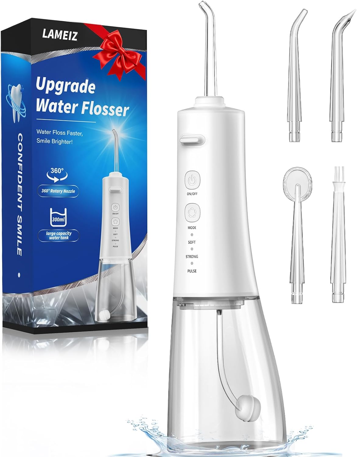 Portable Water Flosser - 300ML Cordless Electric Dental Irrigator for Deep Cleaning | IPX7 Waterproof, Ideal for Travel & Braces (White)