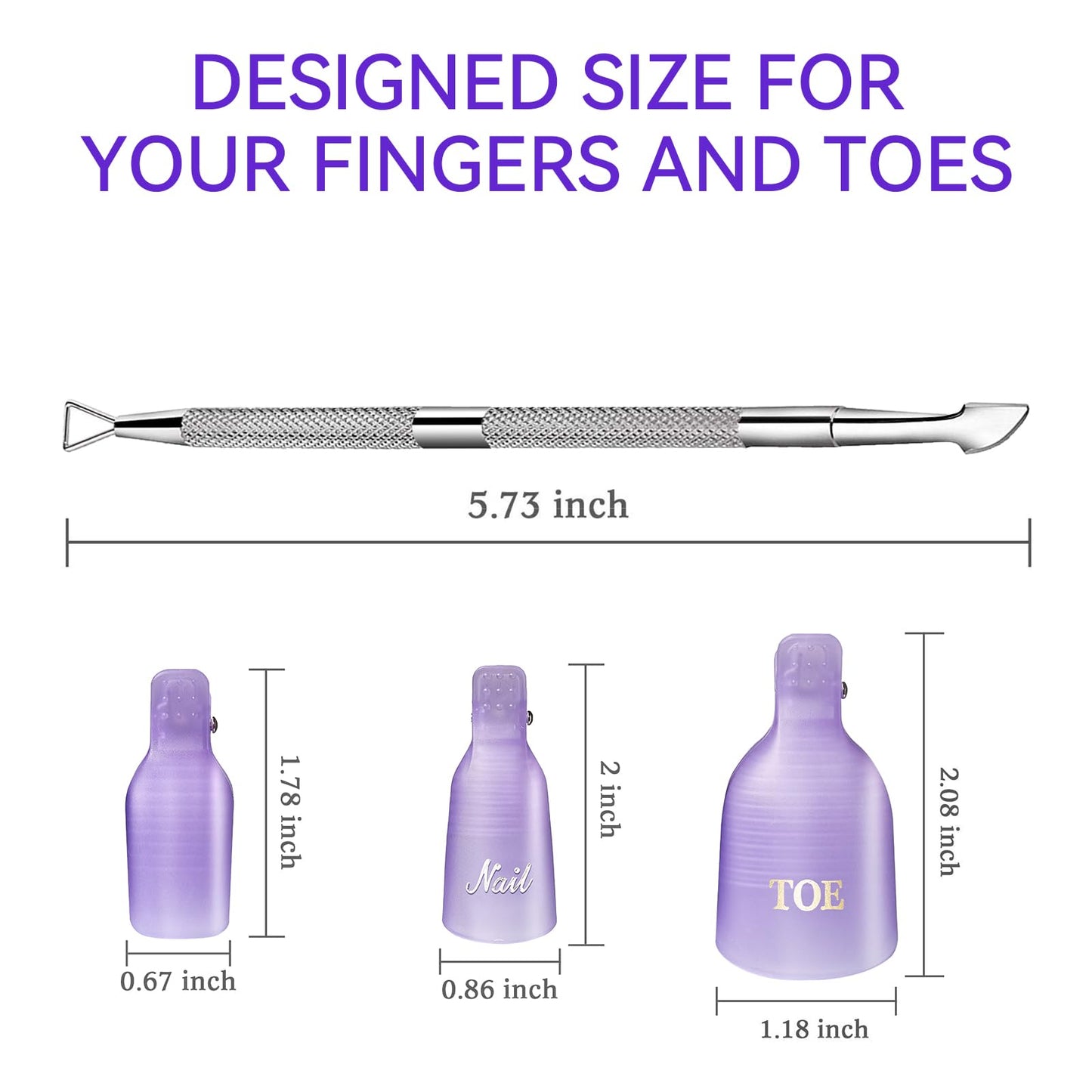 Makartt Nail Polish Remover Clips Kit, 20PCS Reusable Nail Soak Off Clips for Fingers & Toes, Acrylic & Nail Remover Tools, Double-Ended Cuticle Pusher, Fast, Mess-Free Gel Removal at Home or Salon