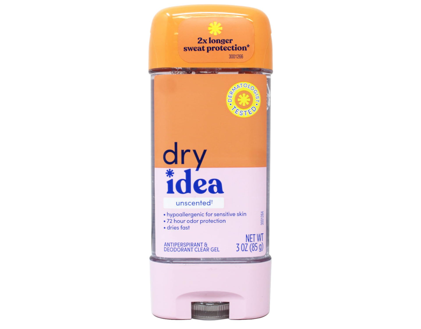 Dry Idea Clear Gel Anti-Perspirant & Deodorant, Advanced Dry, Unscented Hypo-Allergenic, 3.0 Ounce Tubes Packaging May Vary (Pack of 4)