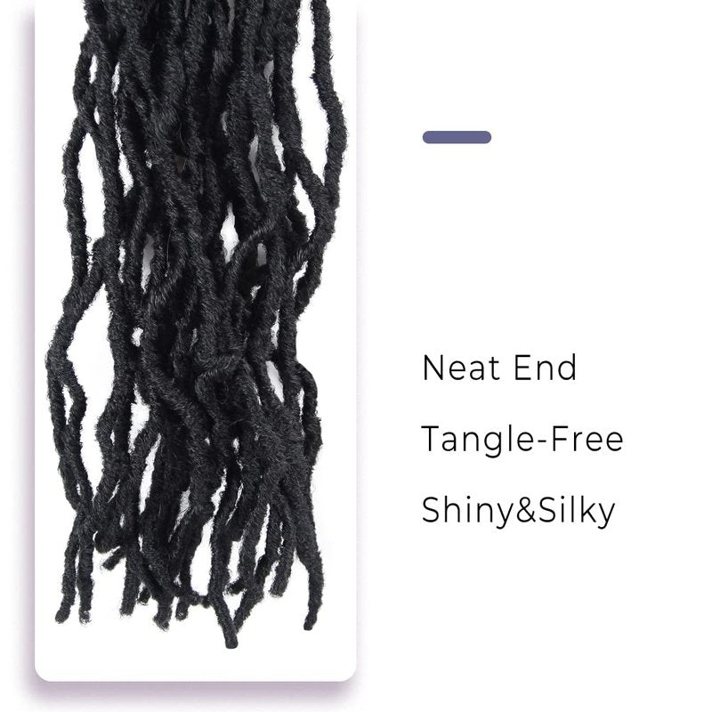 Niseyo Faux Locs Crochet Hair 18 Inch Soft locs, 6 Packs Short Crochet Locs Pre Looped Crotchet Straight Synthetic Hair Extensions (1B, Natural Black)